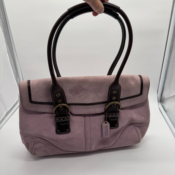 Vintage Coach Light Purple Suede Satchel Tote Bag – Style D05S-9674 - Picture 1 of 15